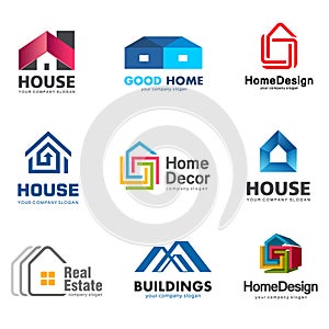 Real Estate and Building logo set. Vector house logo template