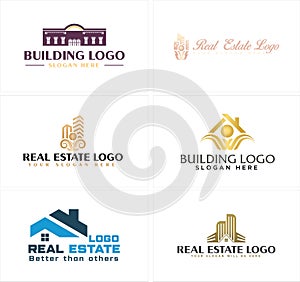 Real estate building residence modern logo design