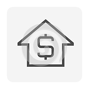 House price or value vector icon design. 48X48 pixel perfect and editable stroke