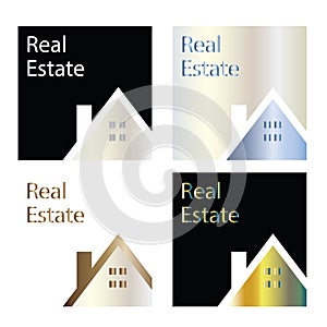 Real estate company logos - four vector set - house logo template