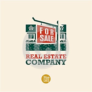 Real estate company poster, house for sale banner