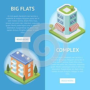 Real estate complex with big flats flyers