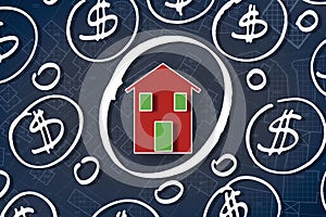 Real estate concept with dollars symbol and home icon