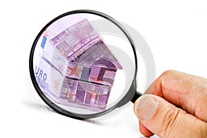 Real estate concept with Euro bank notes