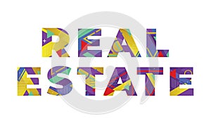 Real Estate Concept Retro Colorful Word Art Illustration