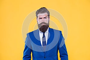 Real estate. confident and serious male. serious intentions. businessman formal suit. handsome bearded man ceo