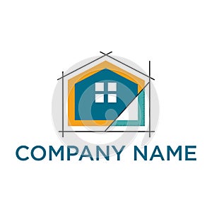 Real estate and construction house building, logo
