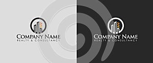 Real estate or Consultancy logo design vector with two different backgrounds.