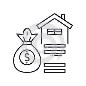 Real estate deposit icon, linear isolated illustration, thin line vector, web design sign, outline concept symbol with