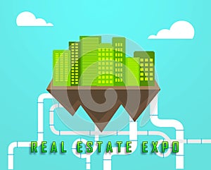 Real Estate Expo City Depicting Property Exhibition For Realtors And Buyers - 3d Illustration