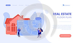 Real estate floor plan concept landing page