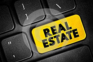 Real estate - form of real property, land along with any permanent improvements attached to the land, including water, trees,