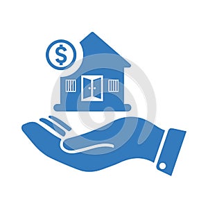 Real estate, home loan blue icon