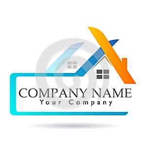 Real estate and home logo. Megalopolis, construction, company concept logo icon element sign on white background. Business photo