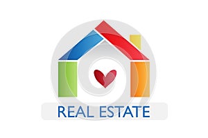 Real estate house logo icon colorful vector image