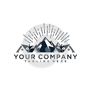 Real estate house mountain logo template