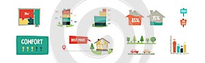 Real Estate and House Property Sale Offer Flat Icon Vector Set