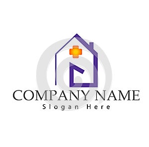 Real estate House roof and healthcare sign home logo vector element icon design