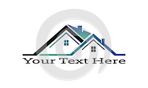 Real Estate, house with windows and doors logo vector symbol design. Beautiful creative logo designs