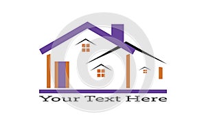 Real Estate, house with windows and doors logo vector symbol design. Beautiful creative logo designs