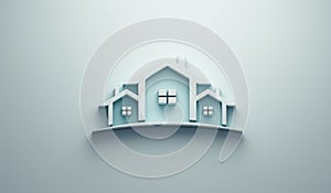 Real Estate Houses Light Blue Logo Design. 3D Rendering Illustration
