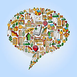 Real estate icon set bubble