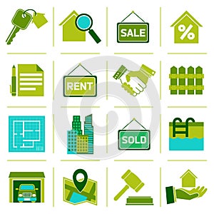 Real Estate Icons Green