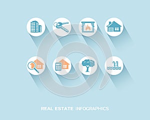 Real estate infographic with flat icons set