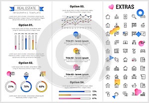 Real estate infographic template, elements, icons.