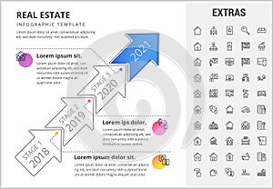 Real estate infographic template, elements, icons.