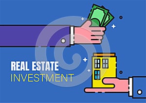 Real estate investment cartoon concept flat design