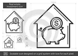 Real estate investment line icon.