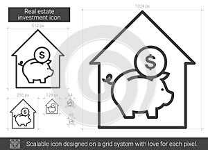 Real estate investment line icon.