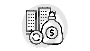 real estate investment line icon animation