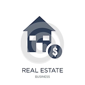 Real estate investment trusts icon. Trendy flat vector Real estate investment trusts icon on white background from business photo