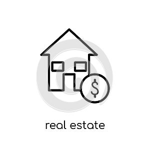 real estate investment trusts icon. Trendy modern flat linear vector real estate investment trusts icon on white background from photo