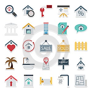 Real Estate isolated Vector icons very trendy for Estate and property Consists with magnifier, percentage, chat, fence, sold, hea