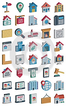 Real Estate Isometric Color Vector icons set every single icon can be easily modified or edited
