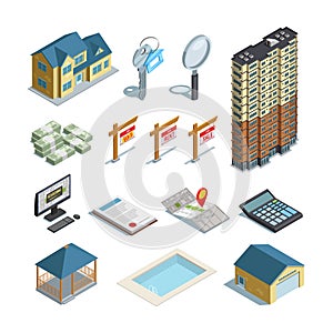 Real Estate Isometric Icons Collection