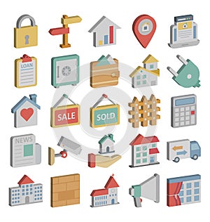 Real Estate Isometric Icons pack that can easily modify or edit