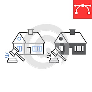 Real estate law line and glyph icon