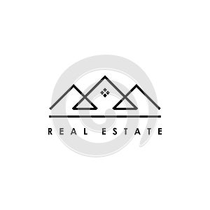 Real estate line art logo design template. Design elements for logo, label, emblem, sign. Vector illustration - Vector