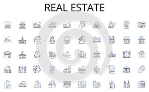 Real estate line icons collection. Agility, Adaptability, Resilience, Innovation, Progress, Efficiency, Growth vector