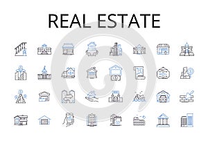 Real estate line icons collection. Property market, Housing market, Land business, Realty sector, Building industry