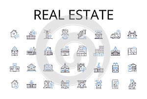 Real estate line icons collection. Property market, Housing market, Land business, Realty sector, Building industry