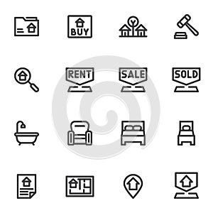 Real estate line icons set