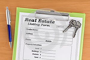 Real Estate Listing Form with House Keys