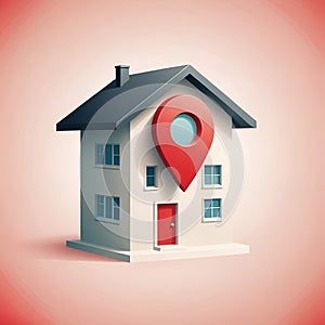 Real Estate Location â A Symbolic House with Pin Marker photo