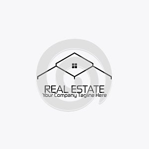 Real estate logo black white style flat design