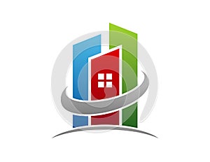 real estate logo,circle building apartment symbol icon